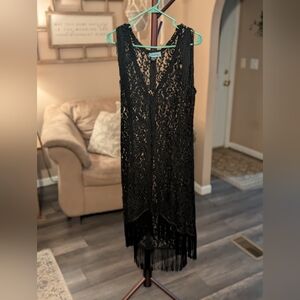 Rodeo Fox Black Lace Overlay Top